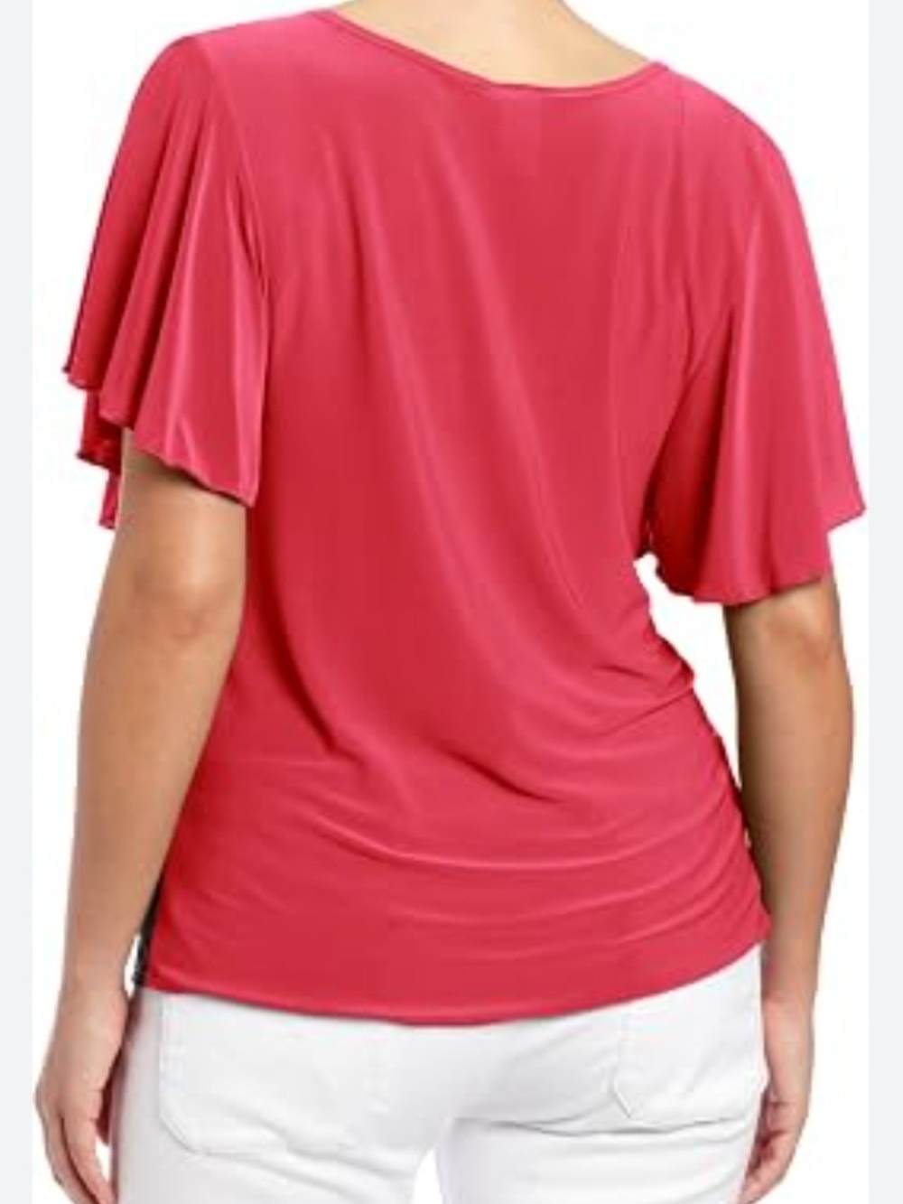 Flutter Sleeve Short-Sleeve Tee in Rose Pink
